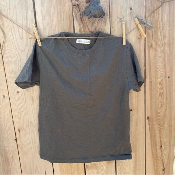Zara kids khaki cotton short sleeve T-shirt size 10 - Picture 5 of 5